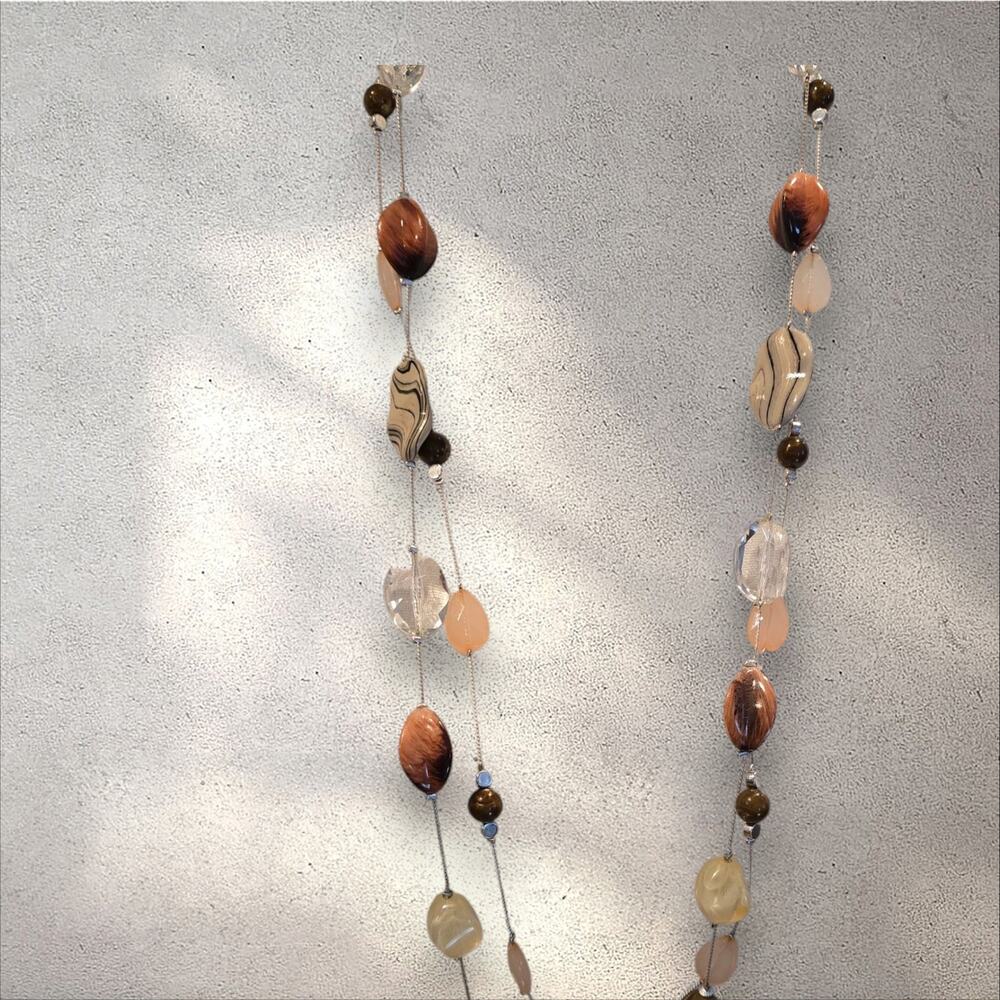 Necklace Layered New York Chunky Beaded Brown Earthy Color Tone Acrylic Bead 34"